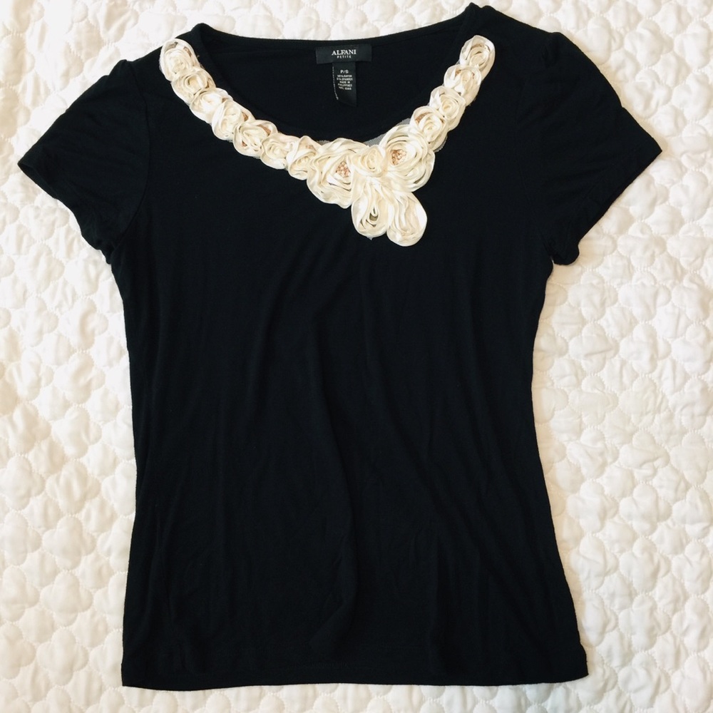 Alfani petite black embellished top